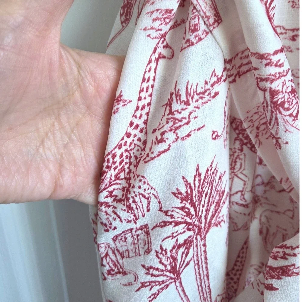 Tory Burch Far and Away Safari Toile Ruffle Tier Cotton Maxi Dress Sz L
